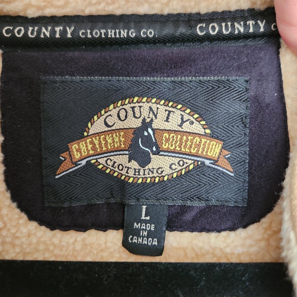 County Clothing Company Faux Suede Short Waist Jacket Coat Sherpa Lined Large  - - Picture 4 of 10